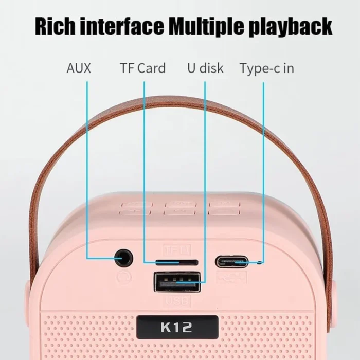 K12 Wireless Karaoke Microphone with Bluetooth Speaker – Portable 2-in-1 Mic & Speaker, High Bass Sound, LED Lights, for Singing, Parties & Events - Image 3