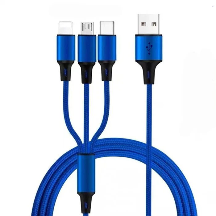 Multi Charging Cable 4ft – 3 in 1 Nylon Braided USB Charger Cord with Type-C, Micro USB Connectors, Universal Fast Charging Cable for Smartphones, Tablets & More - Image 1