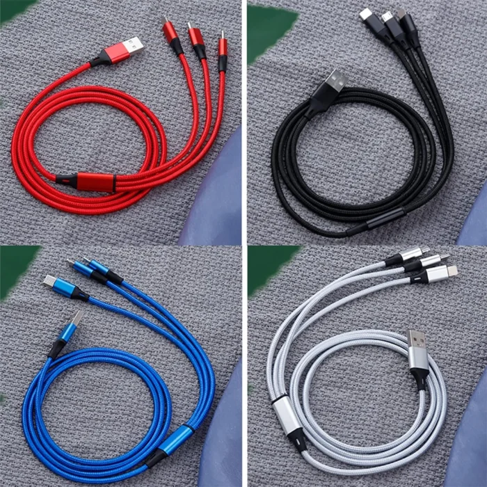 Multi Charging Cable 4ft – 3 in 1 Nylon Braided USB Charger Cord with Type-C, Micro USB Connectors, Universal Fast Charging Cable for Smartphones, Tablets & More - Image 4