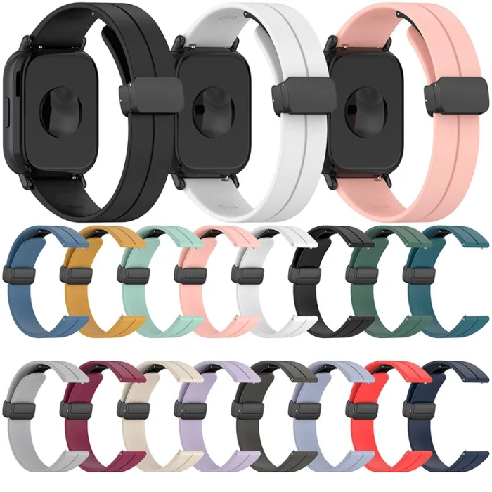 Silicone Watch Strap with Magnetic Folding Clasp – Soft, Adjustable Loop Band for Smartwatches and Traditional Watches - Image 1