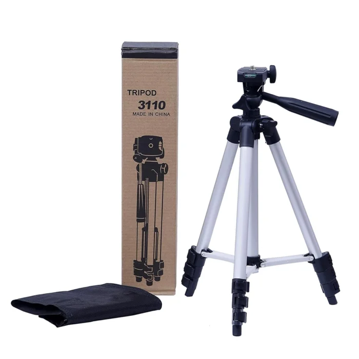 Tripod 3110 Portable Aluminium Lightweight Camera Stand – 3D Head, Flexible Mount, Adjustable Height for Mobile Phones, DSLR & Video Cameras - Image 1