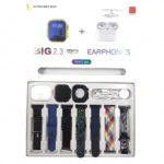 i20 Ultra MAX Suit (10-in-1 Gold Edition) Bluetooth Calling Smartwatch + AirPods Pro + 7 Straps + Screen Guard – Fitness Tracker, Wireless Earbuds & Classic Watch Set All Accessories