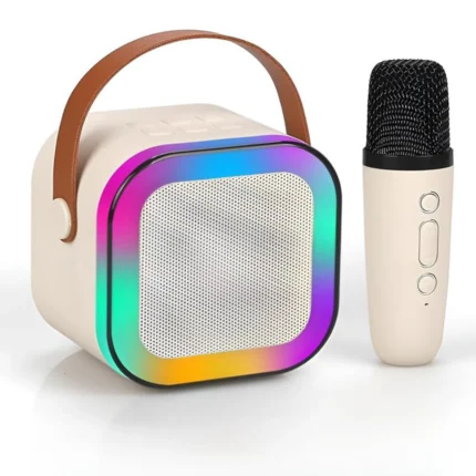 K12 Wireless Karaoke Microphone with Bluetooth Speaker – Portable 2-in-1 Mic & Speaker, High Bass Sound, LED Lights, for Singing, Parties & Events Bluetooth Speaker