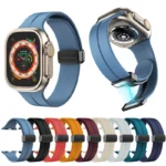 Apple Silicone Watch Strap with Magnetic Folding Clasp 42mm–49mm – Soft, Adjustable Band for Apple Watch Series 1–9, SE, Ultra 1 & 2 Novelty