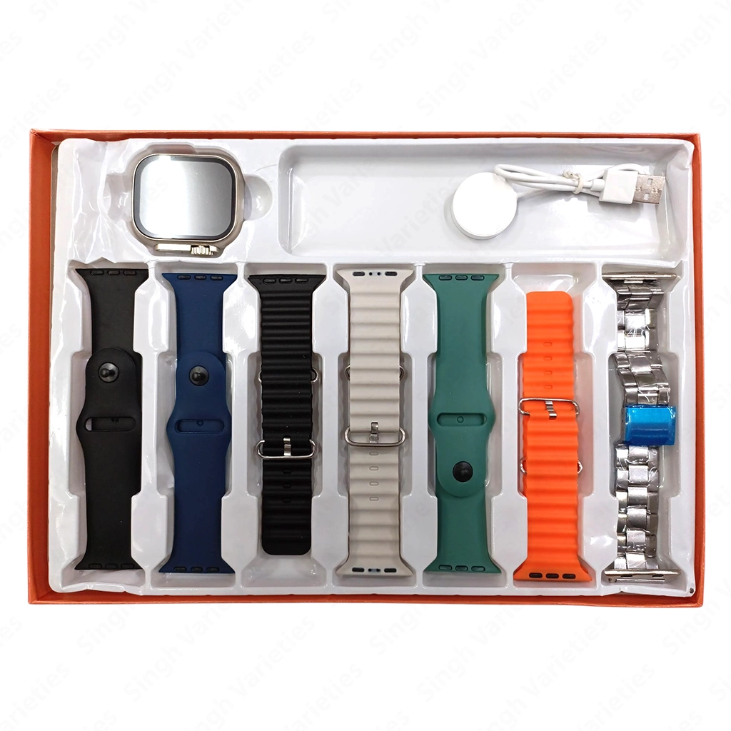 Ultra 7-in-1 Strap Smartwatch – Stainless Steel Case, Heart Rate Monitor, Weather, Games, Remote Camera & Multiple Interchangeable Straps – Stylish Fitness Smart Watch All Accessories