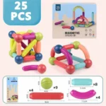 25 Pcs Magnetic Sticks & Balls Building Blocks Set for Kids – Educational STEM Magnet Construction Toy for Boys & Girls Age 3+ | Creative Learning Game Baby & Toddler (0-3 Years)