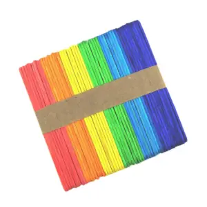 50 Pcs Flat Wooden Popsicle Sticks – Mixed Colors Craft Sticks for Kids DIY Art Projects, Ice Cream, School Activities & Model Building