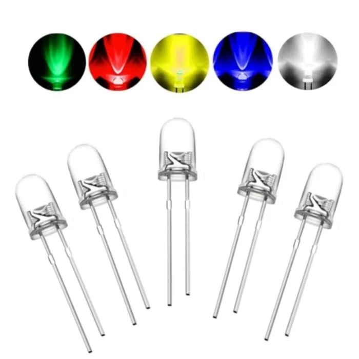 5mm Clear LED Light Kit – Assorted DIY LED Set for Electronics, Projects, Hobby & School Use | High Brightness & Low Power LEDs (5mm, Clear Lens) - Image 1