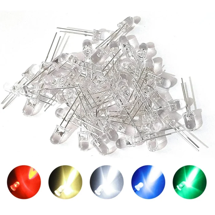 5mm Clear LED Light Kit – Assorted DIY LED Set for Electronics, Projects, Hobby & School Use | High Brightness & Low Power LEDs (5mm, Clear Lens) - Image 2