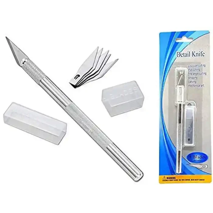 Detail Pen Knife with Metal Handle – Precision Craft Cutter with 5 Interchangeable Sharp Blades | Hobby Knife for Art, DIY, Model Making & Cutting - Image 1