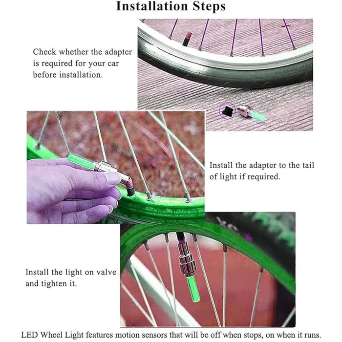 LED Flash Light Valve Caps for Car, Bike, Bicycle – Motion Sensor Wheel Tyre Rim Lights (1 Pair) | Neon Glow Accessory for Night Riding & Style - Image 3