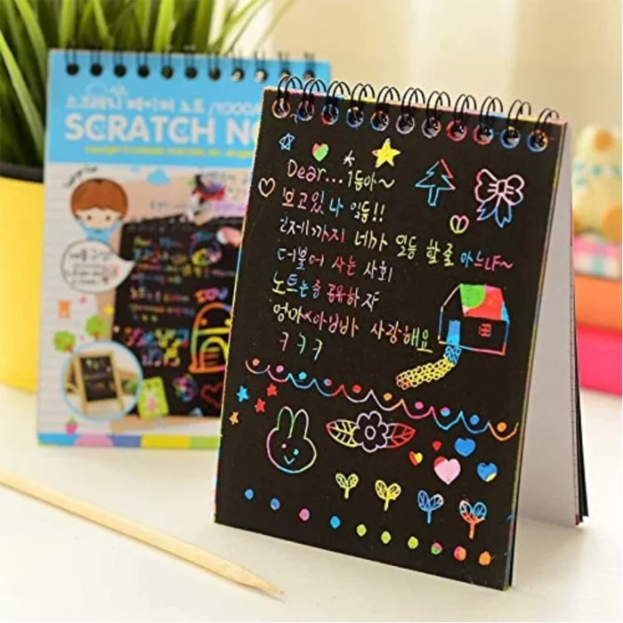Rainbow Scratch Art Magic Note Pad – Creative Scratch Paper Drawing Kit for Kids | Colorful Doodle Notepad with Stylus for Fun Art, Learning & Gifting - Image 1