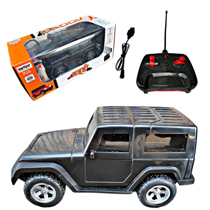 Remote Control Gaddi Thar Toy Car with LED Lights & Music – USB Rechargeable Off-Road Vehicle for Kids, RC Jeep with Stylish Design - Image 1