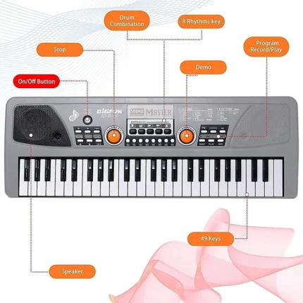 Bigfun BF-430A1 37 Keys Electronic Keyboard Piano with Microphone – Musical Toy Organ for Kids with Music & Learning Features Building & Educational