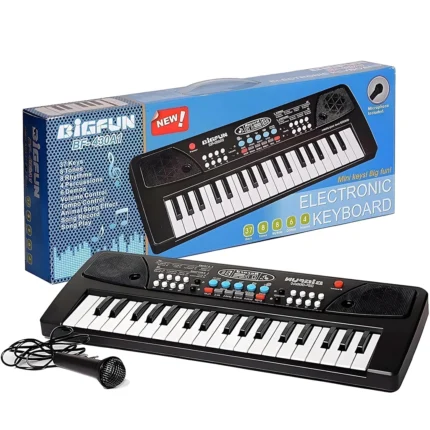 Bigfun BF-430A1 37 Keys Electronic Keyboard Piano with Microphone – Musical Toy Organ for Kids with Music & Learning Features Building & Educational