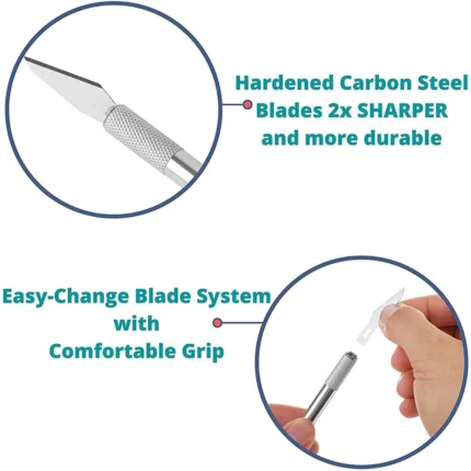 Detail Pen Knife with Metal Handle – Precision Craft Cutter with 5 Interchangeable Sharp Blades | Hobby Knife for Art, DIY, Model Making & Cutting Art and Craft