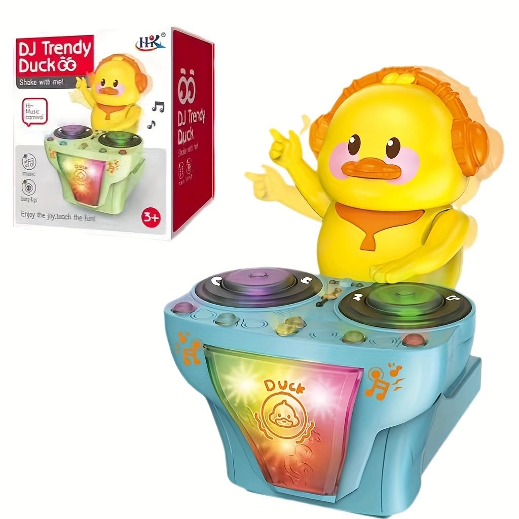 Electronic Disc DJ Duck Yellow Toy_1 Electronic Disc DJ Duck Yellow Toy – Musical Dancing Duck with Lights & Sounds | Interactive Shaking Toy for Babies & Kids - Image 1