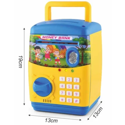 Electronic Piggy Bank ATM for Kids – Password Protected Mini Money Safe Box with Coin Slot, Note Insertion and Secret Lock Toy Building & Educational
