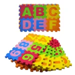 Mini Puzzle EVA Foam Mat – 36 Pcs Interlocking Alphabet & Number Tiles for Kids, 3x3 Inch Educational Play Mat Activity Toys