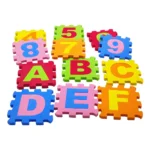 Mini Puzzle EVA Foam Mat – 36 Pcs Interlocking Alphabet & Number Tiles for Kids, 3x3 Inch Educational Play Mat Activity Toys