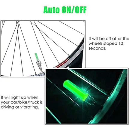 LED Flash Light Valve Caps for Car, Bike, Bicycle – Motion Sensor Wheel Tyre Rim Lights (1 Pair) | Neon Glow Accessory for Night Riding & Style Outdoor & Sports