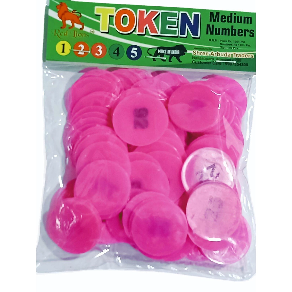 Plastic Token Coins Numbered 1 to 100_Pink Plastic Token Coins Numbered 1 to 100 – Durable Number Tags for Queue Management, Events, Games, Counters & Identification - Image 1