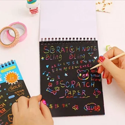 Rainbow Scratch Art Magic Note Pad – Creative Scratch Paper Drawing Kit for Kids | Colorful Doodle Notepad with Stylus for Fun Art, Learning & Gifting Art and Craft