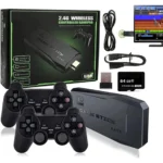 4K Ultra HD TV Video Game Console Stick with Dual 2.4G Wireless Controllers | 10,000+ Built-in Classic Retro Games | 64GB Mini HDMI Gaming Console – GB, GBA, GBC, SFC, FC, MD Emulators