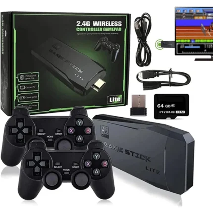 4K Ultra HD TV Video Game Console Stick with Dual 2.4G Wireless Controllers | 10,000+ Built-in Classic Retro Games | 64GB Mini HDMI Gaming Console – GB, GBA, GBC, SFC, FC, MD Emulators Action & RC Toys