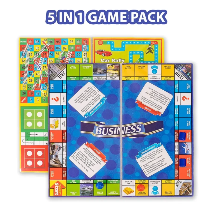 Ratnas 5 in 1 Original Business Junior Board Game with Plastic Coins – Fun Learning Game Set for Kids, Party & Family Play (Model 1231) - Image 3