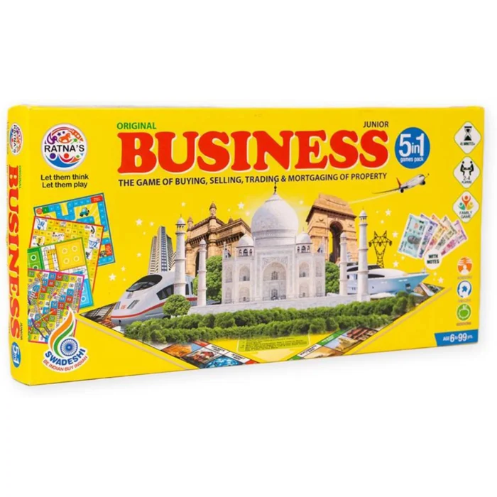 Ratnas 5 in 1 Original Business Junior Board Game with Notes – Party & Fun Game Set for Kids and Family (Model 1233) - Image 1
