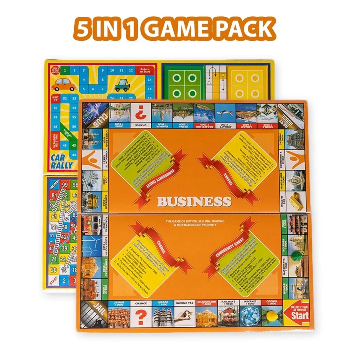 Ratnas 5 in 1 Original Business Senior Board Game with Plastic Coins – Classic Strategy & Fun Party Game for Kids and Family (1232) - Image 5