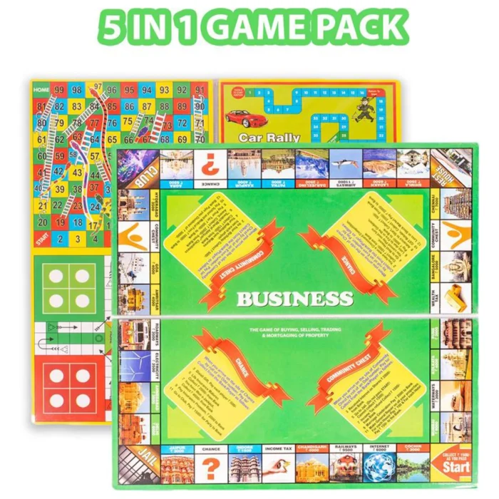 Ratnas 5 in 1 Original Business Senior Board Game with Notes – Classic Party & Fun Game Set for Family and Kids (Model 1234) - Image 3