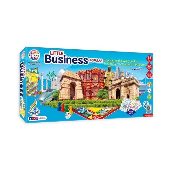 Ratnas Little 5 in 1 Classic Strategy Board Game with Notes – Business & Family Fun Game Set for Kids - Image 1