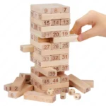 Jenga Wooden Tumbling Tower Game – 51 Blocks with 4 Dice | Classic Family Building Block Game for Kids & Adults Building & Educational