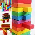 Wooden Tumbling Tower Dice Game – Stacking Puzzle Blocks for Kids & Adults | Educational Board Game Toy (Multicolour, Pack of 1) Building & Educational