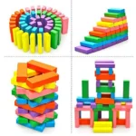 Wooden Tumbling Tower Dice Game – Stacking Puzzle Blocks for Kids & Adults | Educational Board Game Toy (Multicolour, Pack of 1) Building & Educational