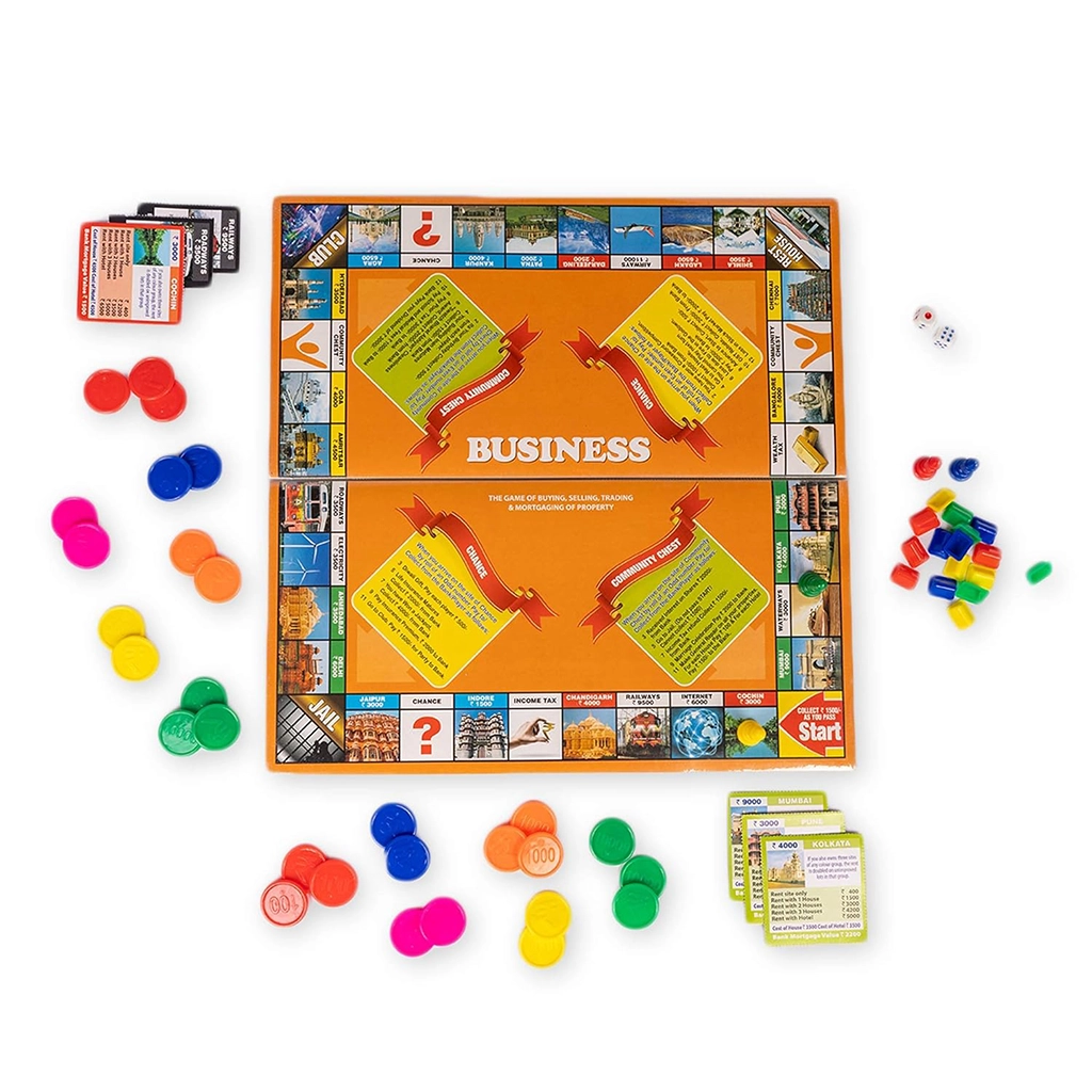 Ratnas 5 in 1 Original Business Senior Board Game with Plastic Coins – Classic Strategy & Fun Party Game for Kids and Family (1232) Board & Card Games