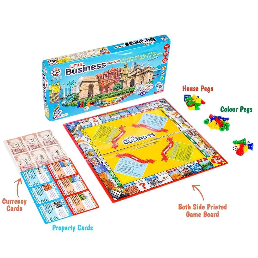 Ratnas Little 5 in 1 Classic Strategy Board Game with Notes – Business & Family Fun Game Set for Kids Board & Card Games