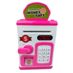 Electronic Piggy Bank ATM for Kids – Password Protected Mini Money Safe Box with Coin Slot, Note Insertion and Secret Lock Toy (3002) Building & Educational