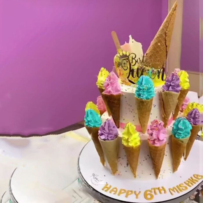 Delicious Fresh Cream Cake – Ice Cream Cone Cake - Image 1