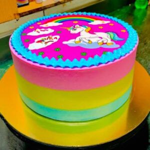 Delicious Fresh Cream Cake – Rainbow and Unicorn Theme Cake
