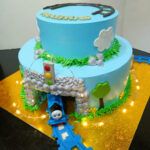 Delicious Fresh Cream Cake – Two-Tiered Happy Birthday Cake with Thomas & Friends - Image 2