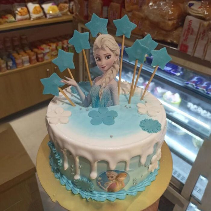 Delicious Fresh Cream Cake – Elsa Frozen Theme Cake - Image 1