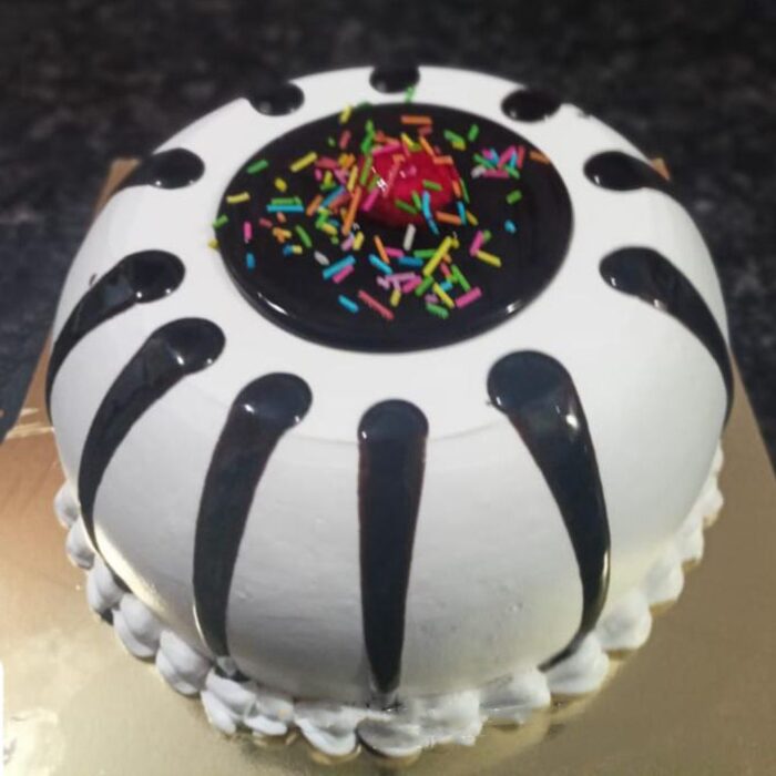 Delicious Fresh Cream Cake – Black Designer Cake - Image 1