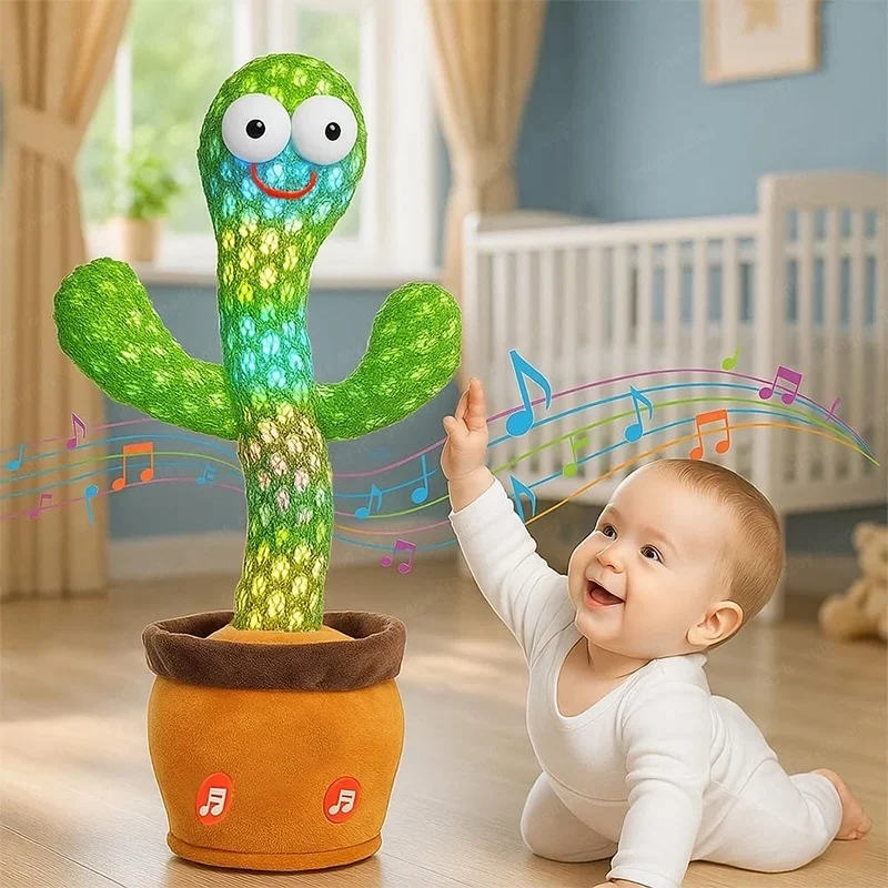 Dancing Cactus Talking Toy – Singing, Wriggling, Repeats What You Say – Interactive Educational Toy for Babies & Kids (Green) Activity Toys