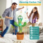 Dancing Cactus Talking Toy – Singing, Wriggling, Repeats What You Say – Interactive Educational Toy for Babies & Kids (Green) Activity Toys