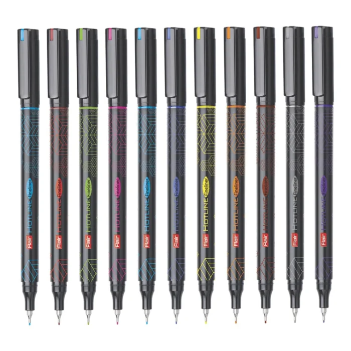 Flair Hotline Fineliner Pen - Pack of 10 Assorted Colours, Smooth Writing & Vibrant Ink - Image 2