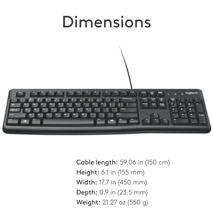 Logitech K120 Wired Keyboard – Comfortable, Durable, Spill-Resistant Design for Home, Office & Laptop Use - Image 5