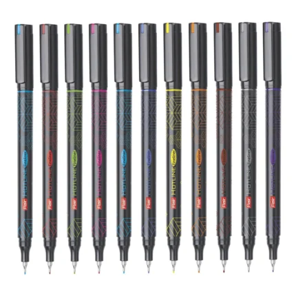 Flair Hotline Fineliner Pen - Pack of 10 Assorted Colours, Smooth Writing & Vibrant Ink Gel Pen (Roller)